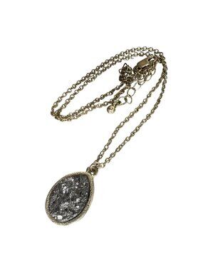 14K Gold-Filled Chain With Teardrop Druzy Pendant Necklace Adjustable Length